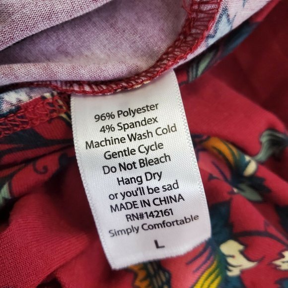 LuLaRoe Julia Sheath Pencil Dress Red Maroon Green Floral L Large - Picture 4 of 9